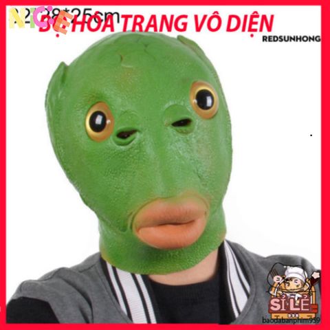Mặt Nạ Hóa Trang Quái Thú Đầu Cá Màu Xanh Lá cho Tiệc Halloween - Phụ Kiện Cosplay Độc Đáo và Thú Vị