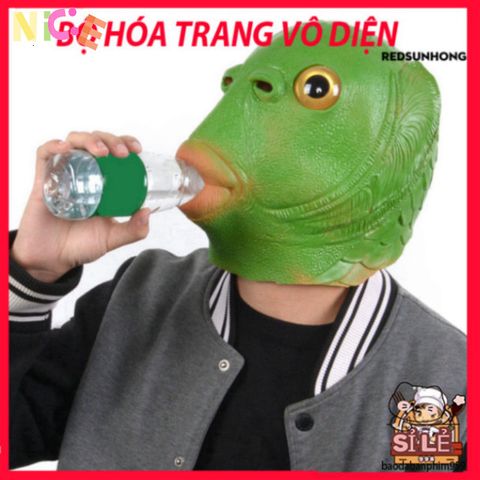 Mặt Nạ Hóa Trang Quái Thú Đầu Cá Màu Xanh Lá cho Tiệc Halloween - Phụ Kiện Cosplay Độc Đáo và Thú Vị