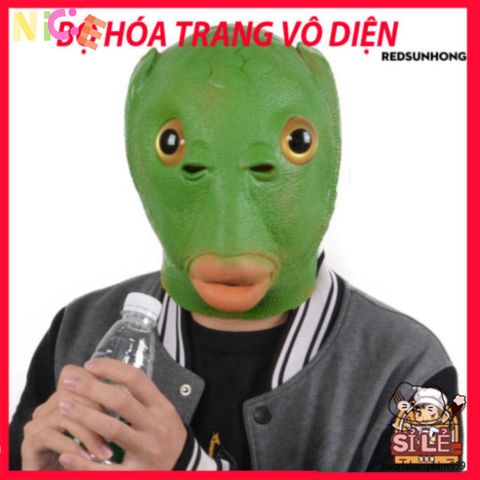 Mặt Nạ Hóa Trang Quái Thú Đầu Cá Màu Xanh Lá cho Tiệc Halloween - Phụ Kiện Cosplay Độc Đáo và Thú Vị