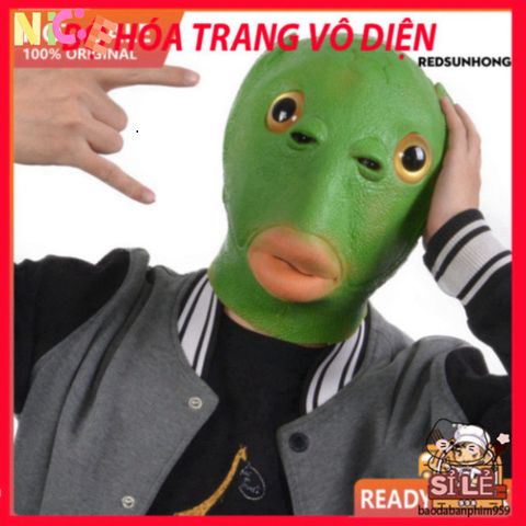 Mặt Nạ Hóa Trang Quái Thú Đầu Cá Màu Xanh Lá cho Tiệc Halloween - Phụ Kiện Cosplay Độc Đáo và Thú Vị