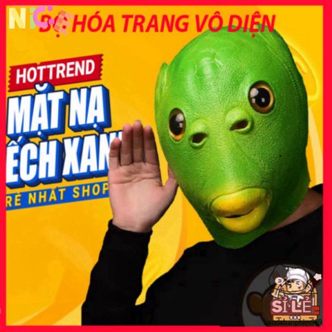 Mặt Nạ Hóa Trang Ếch Xanh & Đầu Cá Hài Hước - Silicone An Toàn Cho Tiệc Tùng & Lễ Hội - Độc Đáo, Vui Nhộn, Phong Cách Thú Vị