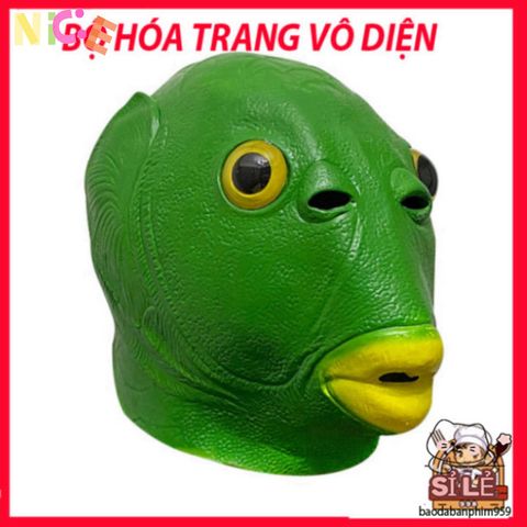 Mặt Nạ Hóa Trang Ếch Xanh & Đầu Cá Hài Hước - Silicone An Toàn Cho Tiệc Tùng & Lễ Hội - Độc Đáo, Vui Nhộn, Phong Cách Thú Vị