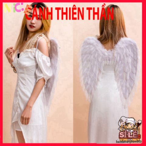 Bộ Cánh Thiên Thần Lông Vũ Dễ Thương Cho Trẻ Em & Người Lớn - Phụ Kiện Hóa Trang Hội Nghệ Halloween, Lễ Hội, Tiệc Tùng