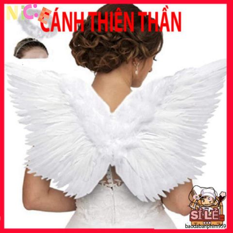 Bộ Cánh Thiên Thần Lông Vũ Dễ Thương Cho Trẻ Em & Người Lớn - Phụ Kiện Hóa Trang Hội Nghệ Halloween, Lễ Hội, Tiệc Tùng