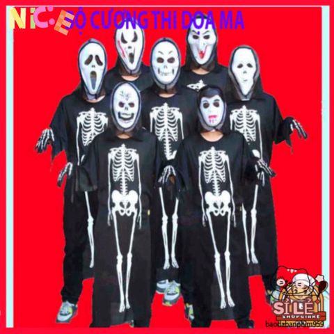 Bộ trang phục Halloween Xương và Mặt Nạ Đầu Lâu - Thời trang ma quái độc đáo cho lễ hội và tiệc hóa trang