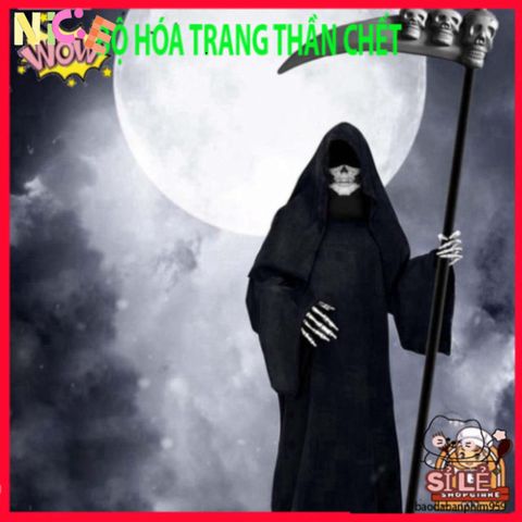 Bộ Trang Phục Halloween Thần Chết - Áo Choàng Có Mũ, Găng Tay Xương Sợ Hãi - Thời Trang Hóa Trang Độc Đáo Cho Tiệc Tùng