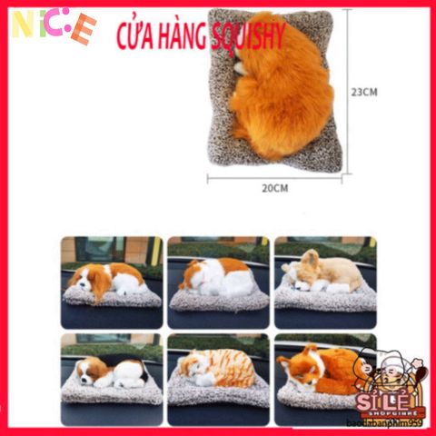 Thú Bông Than Hoạt Tính Khử Mùi - Phụ Kiện Dễ Thương Trang Trí Taplo Xe Ô Tô - Hình Chó Husky, Mèo Trắng, Beagle