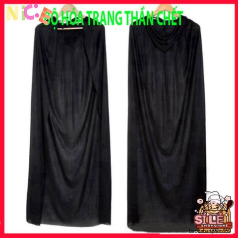 Áo Choàng Halloween Thần Chết Kèm Mặt Nạ Đầu Lâu Scream - Phụ Kiện Hóa Trang Bí Ẩn cho Bữa Tiệc Ma Quái 120cm