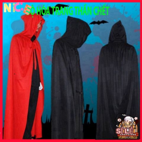 Áo Choàng Halloween Thần Chết Kèm Mặt Nạ Đầu Lâu Scream - Phụ Kiện Hóa Trang Bí Ẩn cho Bữa Tiệc Ma Quái 120cm