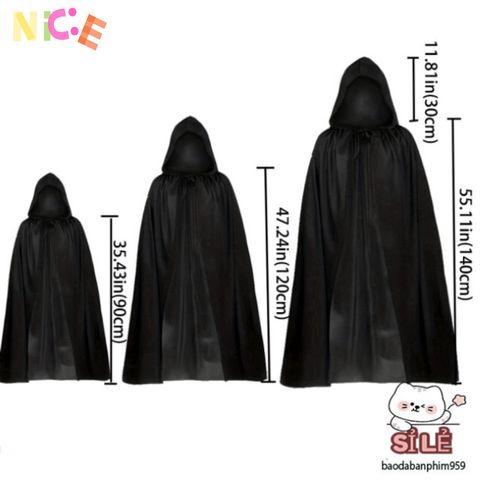 Áo Choàng Halloween 2 Lớp Đen Đỏ - Hóa Thân Thần Chết Phù Thủy Độc Đáo, Trang Phục Cosplay Mùa Lễ Hội