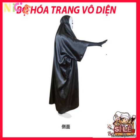 Bộ Đồ Cosplay Vô Diện từ Spirited Away - Áo Choàng Đen, Mặt Nạ Bí Ẩn & Găng Tay Dài - Trang Phục Hóa Trang Độc Đáo Cho Mọi Lứa Tuổi