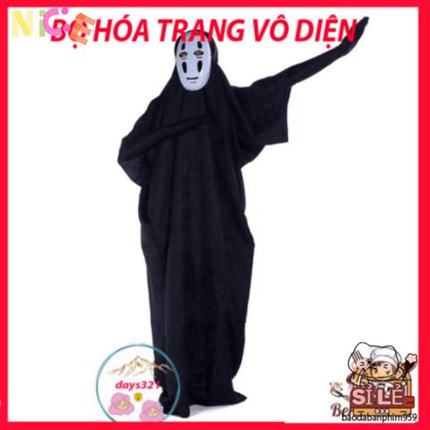 Bộ Đồ Cosplay Vô Diện từ Spirited Away - Áo Choàng Đen, Mặt Nạ Bí Ẩn & Găng Tay Dài - Trang Phục Hóa Trang Độc Đáo Cho Mọi Lứa Tuổi