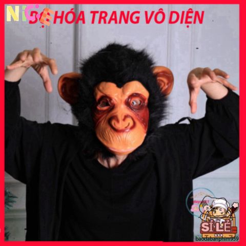 Mặt Nạ Khỉ Đột Đen - Mặt Nạ Halloween Độc Đáo Phong Cách Hacker, Latex An Toàn, Thích Hợp Cho Tiệc Hóa Trang, Chụp Hình Thú Vị