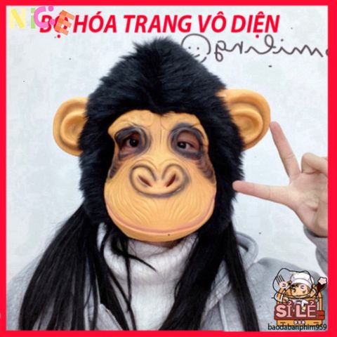 Mặt Nạ Khỉ Đột Đen - Mặt Nạ Halloween Độc Đáo Phong Cách Hacker, Latex An Toàn, Thích Hợp Cho Tiệc Hóa Trang, Chụp Hình Thú Vị