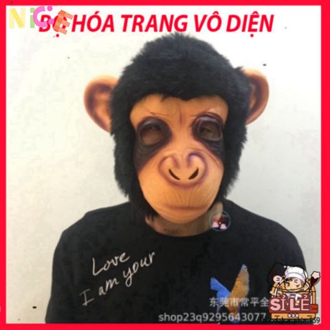 Mặt Nạ Khỉ Đột Đen - Mặt Nạ Halloween Độc Đáo Phong Cách Hacker, Latex An Toàn, Thích Hợp Cho Tiệc Hóa Trang, Chụp Hình Thú Vị