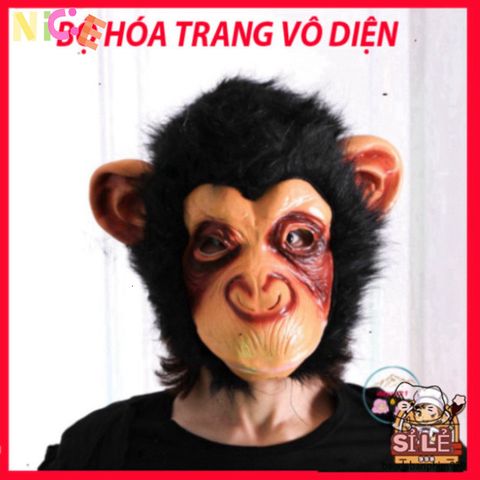 Mặt Nạ Khỉ Đột Đen - Mặt Nạ Halloween Độc Đáo Phong Cách Hacker, Latex An Toàn, Thích Hợp Cho Tiệc Hóa Trang, Chụp Hình Thú Vị