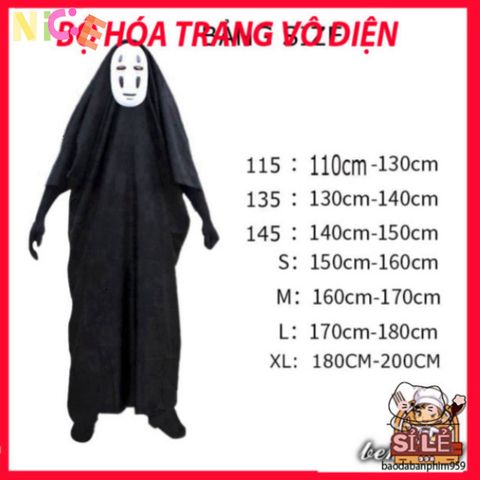 Set Trang Phục Cosplay Ma Vô Diện Spirited Away - Áo Choàng & Mặt Nạ Đen Cho Mọi Lứa Tuổi - Phong Cách Hayao Miyazaki