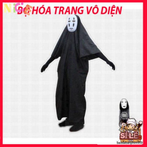 Set Trang Phục Cosplay Ma Vô Diện Spirited Away - Áo Choàng & Mặt Nạ Đen Cho Mọi Lứa Tuổi - Phong Cách Hayao Miyazaki