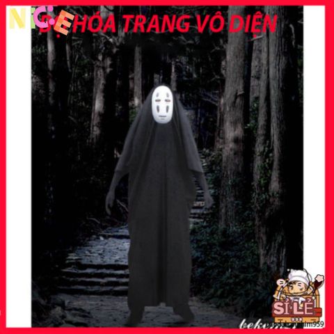 Set Trang Phục Cosplay Ma Vô Diện Spirited Away - Áo Choàng & Mặt Nạ Đen Cho Mọi Lứa Tuổi - Phong Cách Hayao Miyazaki
