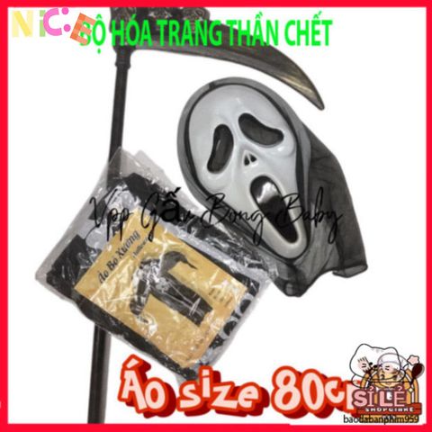 Bộ Trang Phục Thần Chết Cho Trẻ Em - Áo Choàng, Mặt Nạ & Lưỡi Hái Halloween, Hóa Trang Độc Đáo Dành Cho Tiệc Ma Quái