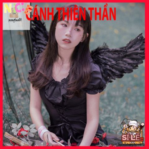 Bộ Cánh Thiên Thần Đen Trắng Lông Vũ cho Người Lớn và Trẻ Em - Trang Phục Cosplay Độc Đáo, Quà Tặng Sinh Nhật