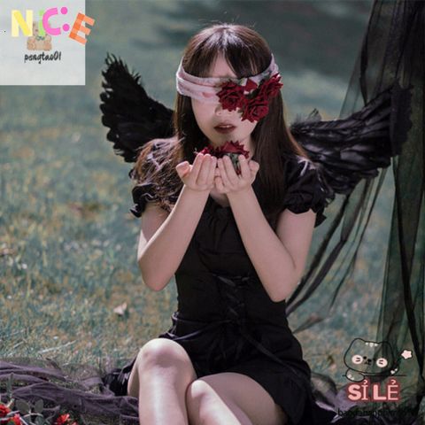 Bộ Cánh Thiên Thần Đen Trắng Lông Vũ cho Người Lớn và Trẻ Em - Trang Phục Cosplay Độc Đáo, Quà Tặng Sinh Nhật