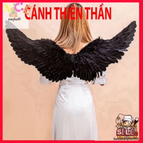 Bộ Cánh Thiên Thần Đen Trắng Lông Vũ cho Người Lớn và Trẻ Em - Trang Phục Cosplay Độc Đáo, Quà Tặng Sinh Nhật
