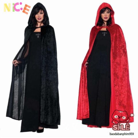 Áo Choàng Ma Cà Rồng Halloween Đỏ Đen Cao Cấp - Thiết Kế Tử Thần Với Họa Tiết Xương Đầu Lâu, Thời Trang Dành Cho Cosplay Dịp Lễ