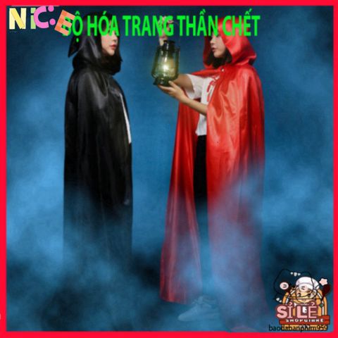 Áo Choàng Ma Cà Rồng Halloween Đỏ Đen Cao Cấp - Thiết Kế Tử Thần Với Họa Tiết Xương Đầu Lâu, Thời Trang Dành Cho Cosplay Dịp Lễ