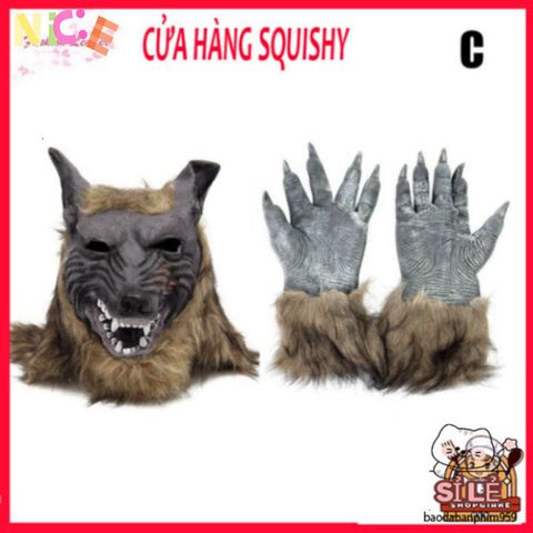 Mặt Nạ Nhập Vai Người Sói Cao Su Tự Nhiên - Phụ Kiện Halloween Chất Lượng Cao, Sống Động Và Ấn Tượng