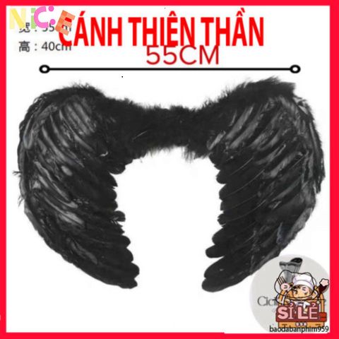 Cánh Cục Cưng - Phụ Kiện Cosplay Lông Vũ Đen Trắng Huyền Bí Cho Lễ Hội Halloween Và Biểu Diễn Sanh Động