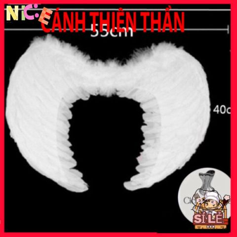 Cánh Cục Cưng - Phụ Kiện Cosplay Lông Vũ Đen Trắng Huyền Bí Cho Lễ Hội Halloween Và Biểu Diễn Sanh Động