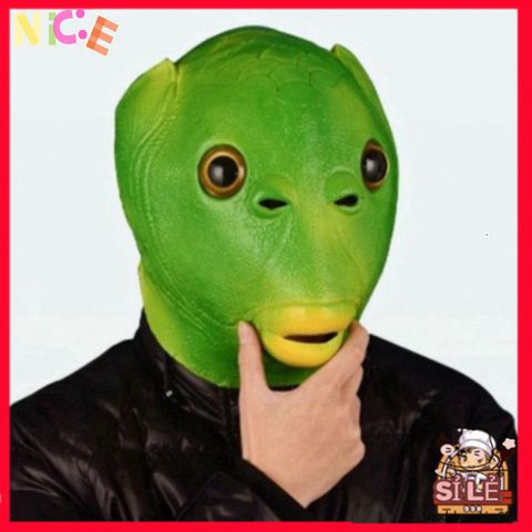 Mặt Nạ Hóa Trang Đầu Thú Silicone - Thiết Kế Quái Vật Cá Xanh, Hồng, Cam Dành Cho Tiệc Hóa Trang, Cosplay Thú Vị