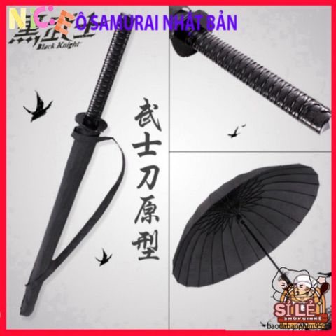 Dù Mưa Katana Nhật Bản 16 Nan - Ô Đen Thời Trang Bảo Vệ Chống Nắng Mưa, Phụ Kiện Độc Đáo và Chắc Chắn
