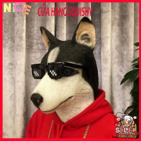 Mặt Nạ Chó Ngáo Husky - Phụ Kiện Hóa Trang Halloween, TikTok, Cosplay Sói Đáng Yêu, Latex Thân Thiện Môi Trường