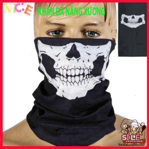 Khăn Đầu Lâu Ma Quái - Phụ Kiện Thời Trang Halloween, Mặt Nạ Kinh Dị & Găng Tay Ma Xương, Phù Hợp Cho Tiệc Hóa Trang