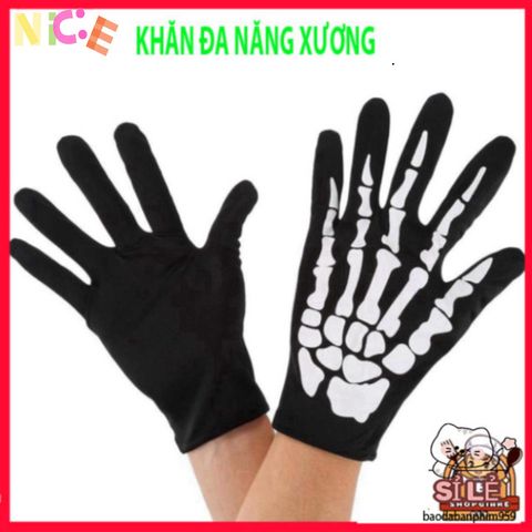 Khăn Đầu Lâu Ma Quái - Phụ Kiện Thời Trang Halloween, Mặt Nạ Kinh Dị & Găng Tay Ma Xương, Phù Hợp Cho Tiệc Hóa Trang