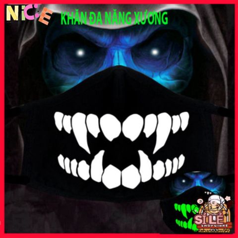 Khẩu Trang Dạ Quang Họa Tiết Đầu Skull Thời Trang Anime - Khẩu Trang Bảo Vệ Độc Đáo Cho Halloween & Cosplay