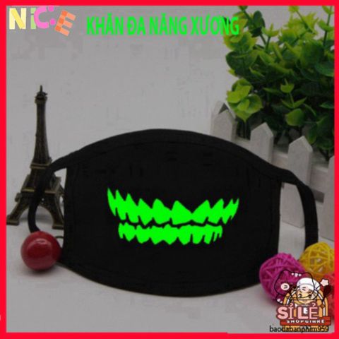Khẩu Trang Dạ Quang Họa Tiết Đầu Skull Thời Trang Anime - Khẩu Trang Bảo Vệ Độc Đáo Cho Halloween & Cosplay