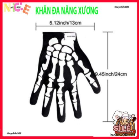 Khẩu Trang Xương Ma Đầu Lâu 50cm - Khăn Đa Năng Vải Lanh Thoáng Mát Cho Hoạt Động Ngoài Trời, Phong Cách Cá Tính