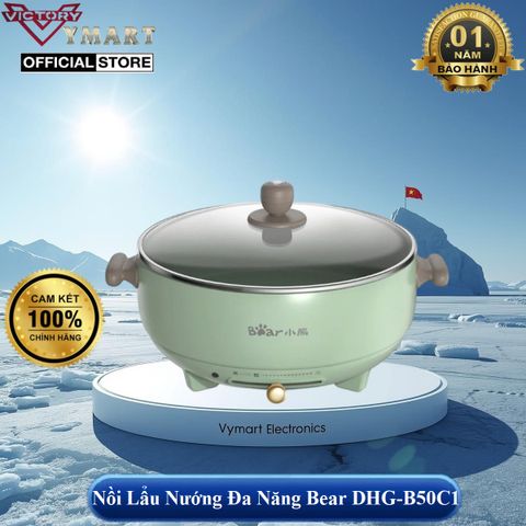 Nồi Lẩu Nướng Đa Năng Bear DHG-B50C1 5L Chống Dính - Dùng Cho 2-8 Người, Bảo Hành 12 Tháng
