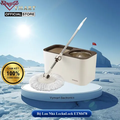Bộ Lau Nhà Xoay Tay LocknLock Dual Bucket Spin Mop ETM478 - Dụng Cụ Vệ Sinh Đa Năng với 2 Bông Lau Microfiber Chất Lượng Cao