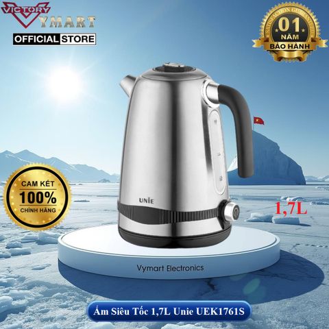 Ấm Siêu Tốc Unie UEK1761S 1,7L 2200W - Màn Hình LED Hiển Thị Nhiệt Độ, Chất Liệu Inox An Toàn, Thiết Kế Hiện Đại, Bảo Hành 1 Năm