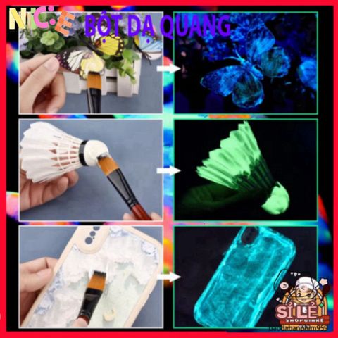 Bột Màu Dạ Quang Siêu Sáng 10g - Phát Sáng Rực Rỡ, 12 Màu Sắc, Trang Trí Nghệ Thuật Tối Ơi Huyền Ảo, Sáng Tạo Không Giới Hạn