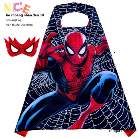 Áo Choàng Siêu Anh Hùng 3D HD Kèm Mặt Nạ - Trang Phục Halloween Cho Bé - Người Nhện, Batman, Người Sắt, Superman