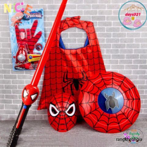 Bộ trang phục cosplay siêu anh hùng Người Nhện cho trẻ em - Áo choàng và mặt nạ 3D, hoàn hảo cho Halloween và vui chơi