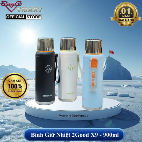 Bình Giữ Nhiệt 2Good X9 900ml - Giữ Nhiệt 12 Giờ, Inox 304 Cao Cấp, Thiết Kế Hiện Đại, Dùng Cho Phòng Làm Việc và Dã Ngoại