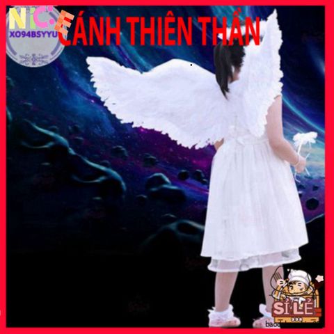 Cánh Lông Vũ Trẻ Em Màu Trắng - Đạo Cụ Tiệc Hóa Trang, Dây Đeo Tiện Lợi Cho Bé, Trang Phục Thiên Thần Đáng Yêu