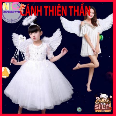 Cánh Lông Vũ Trẻ Em Màu Trắng - Đạo Cụ Tiệc Hóa Trang, Dây Đeo Tiện Lợi Cho Bé, Trang Phục Thiên Thần Đáng Yêu