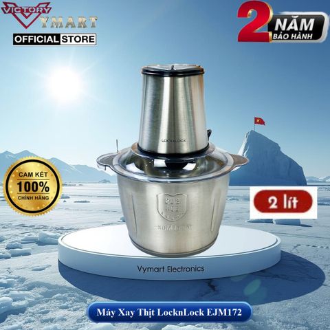 Máy Xay Thịt LocknLock Meat Chopper EJM186SLV - Cối Thủy Tinh 2.4L, Công Suất 400W, Thiết Kế Sang Trọng, Bảo Hành 2 Năm